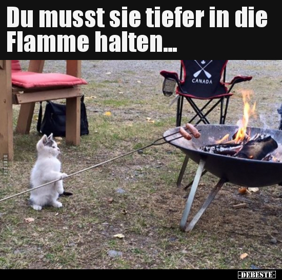 Du musst sie tiefer in die Flamme halten...