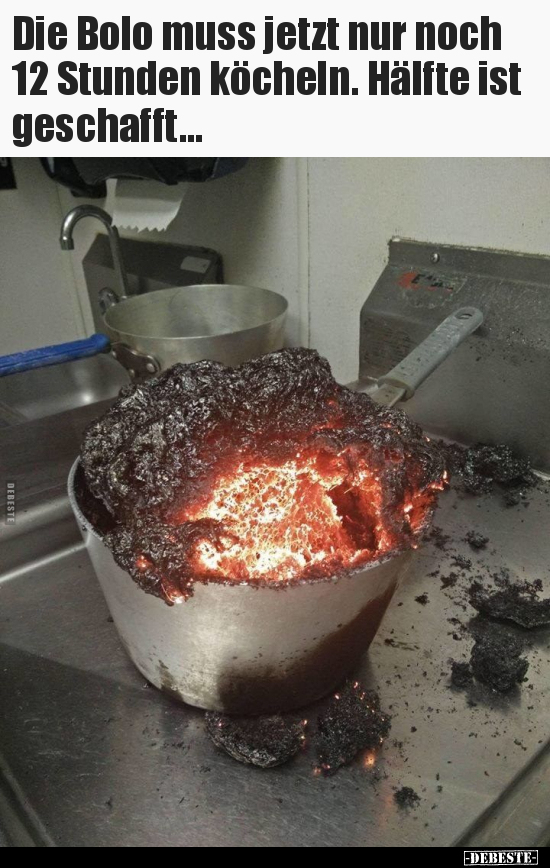Die Bolo muss jetzt nur noch 12 Stunden köcheln. Hälfte ist..