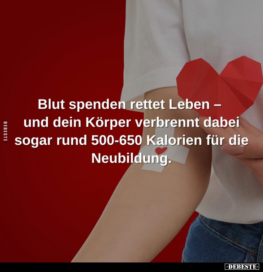 Blut spenden rettet Leben - und dein Körper verbrennt dabei sogar rund 500-650 Kalorien für die Neubildung.