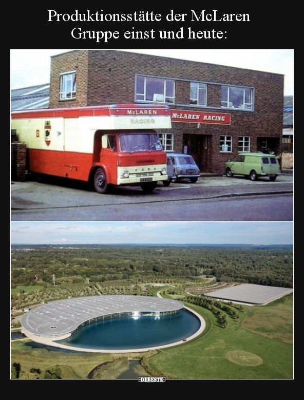 Produktionsstätte der McLaren Gruppe einst und heute..