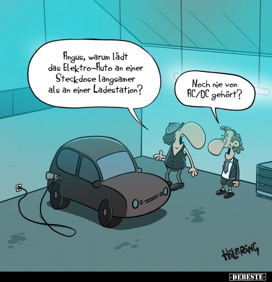 Angus, warum lädt das Elektro-Auto an einer Steckdose.. - Lustige Bilder | DEBESTE.de