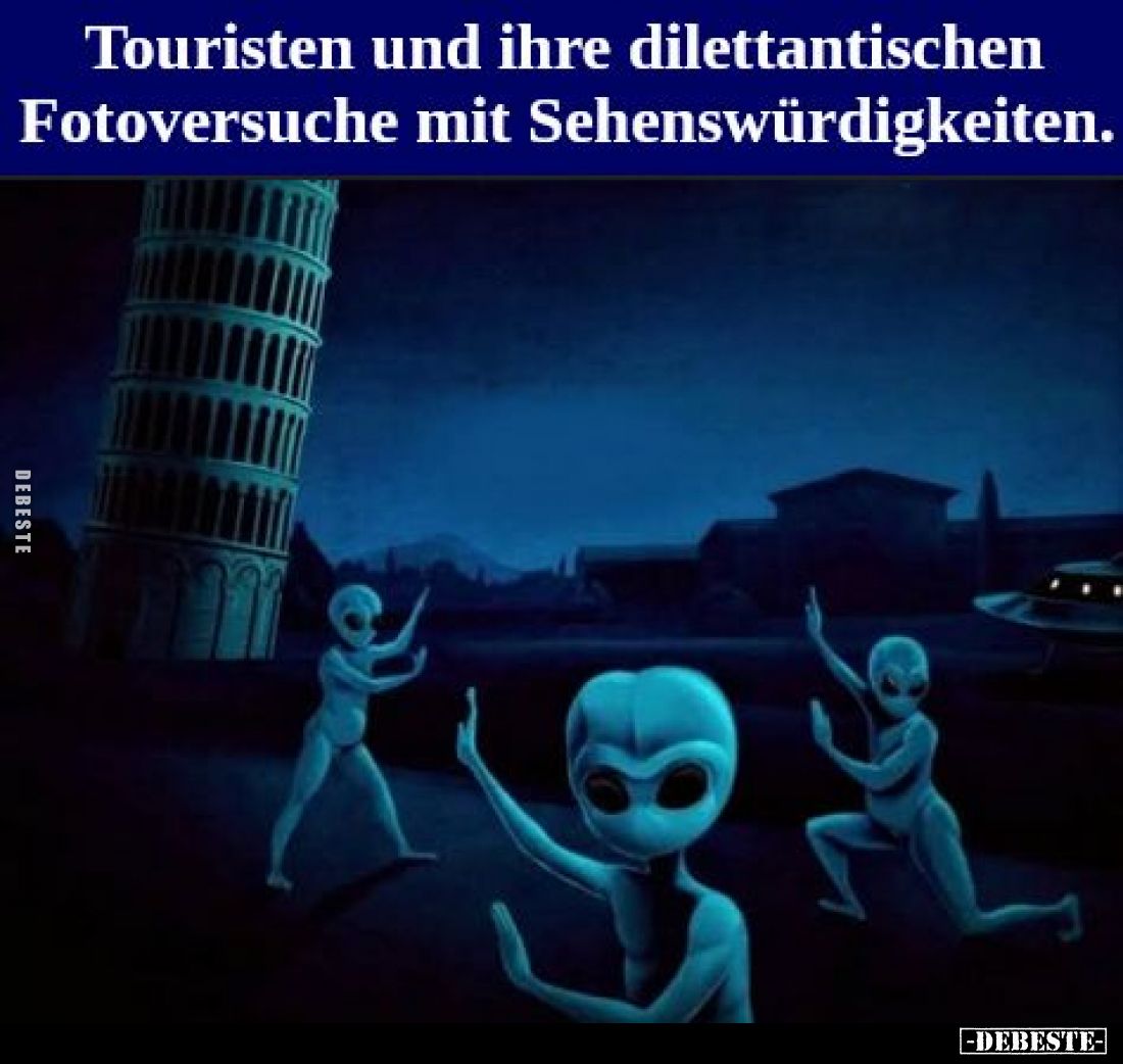 Touristen und ihre dilettantischen Fotoversuche mit Sehenswürdigkeiten.