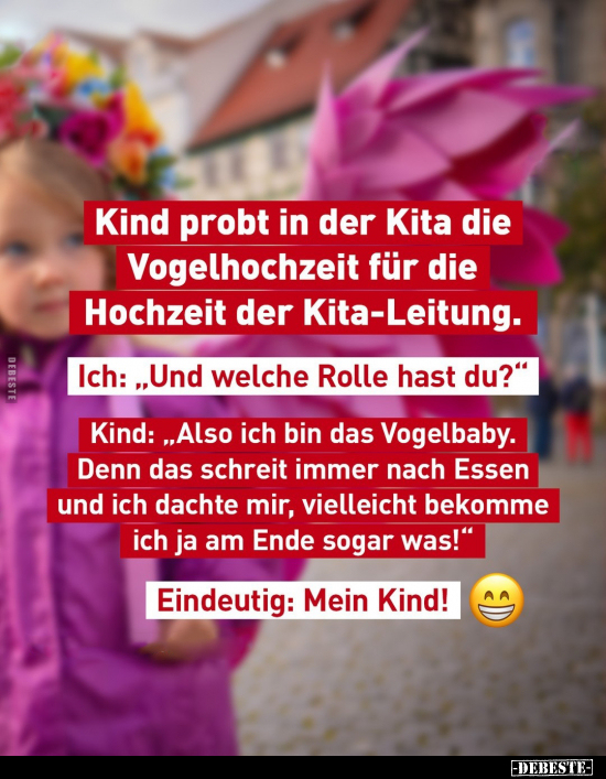 Kind probt in der Kita die Vogelhochzeit für die Hochzeit.. - Lustige Bilder | DEBESTE.de