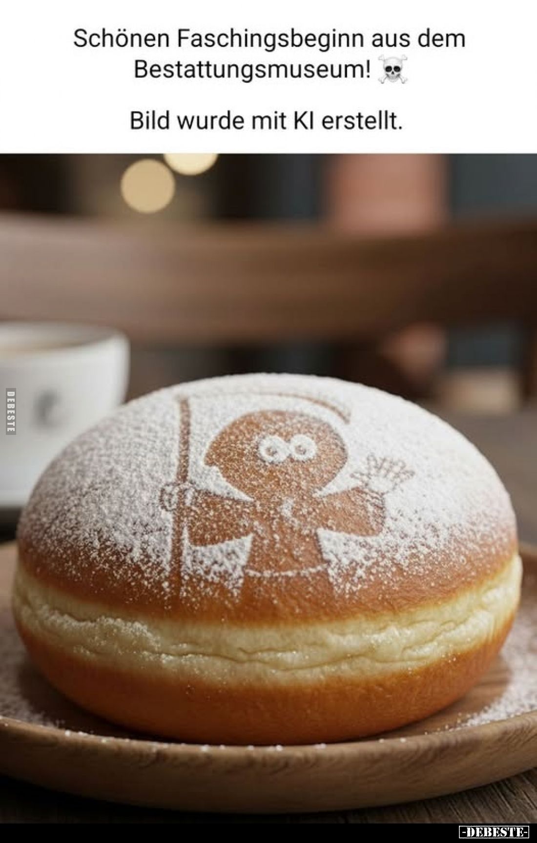 Schönen Faschingsbeginn aus dem Bestattungsmuseum!
Bild wurde mit Kl erstellt.