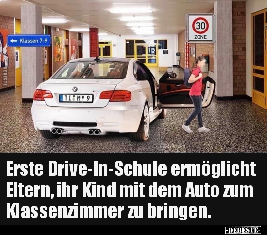 Erste Drive-In-Schule ermöglicht Eltern, ihr Kind mit dem..