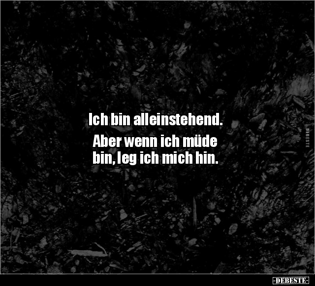 Ich bin alleinstehend. Aber wenn ich müde bin, leg ich.. - Lustige Bilder | DEBESTE.de