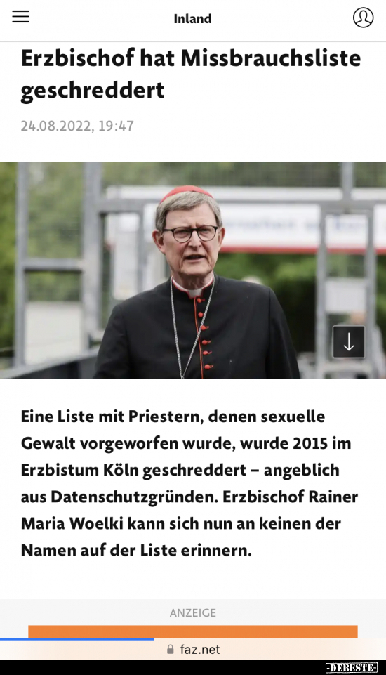 Erzbischof hat Missbrauchsliste geschreddert.. - Lustige Bilder | DEBESTE.de