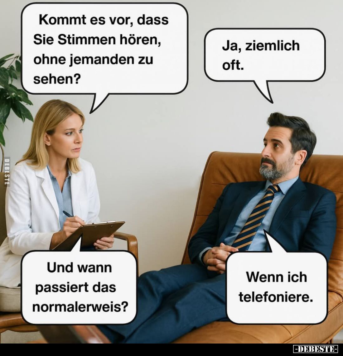 Kommt es vor, dass Sie Stimmen hören, ohne jemanden zu sehen? - Ja, ziemlich oft. - Und wann passiert das normalerweis? - Wen...