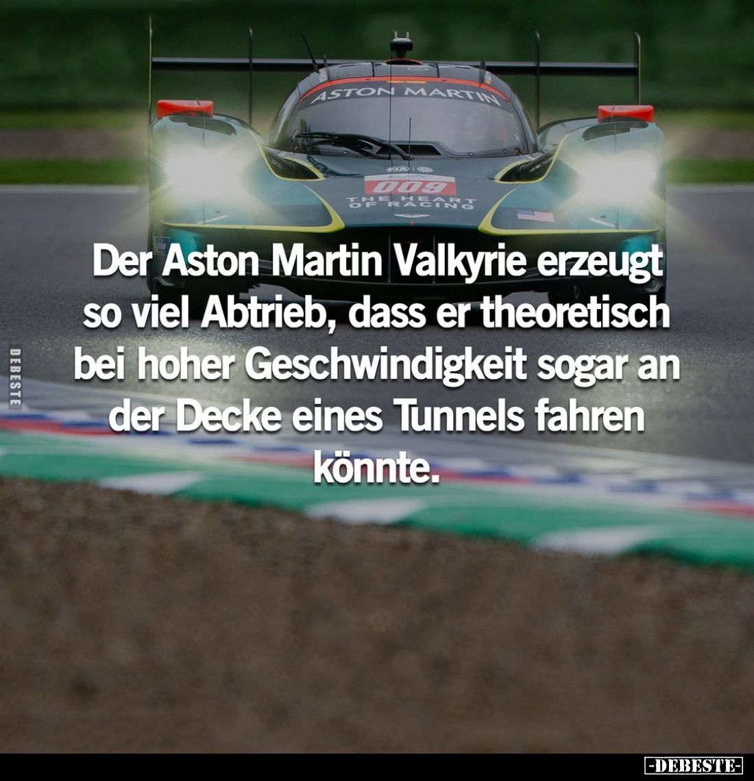Der Aston Martin Valkyrie erzeugt so viel Abtrieb, dass er theoretisch bei hoher Geschwindigkeit sogar an der Decke eines Tun...