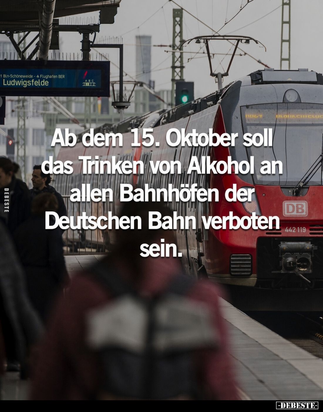 Ab dem 15. Oktober soll das Trinken von Alkohol an allen Bahnhöfen der Deutschen Bahn verboten sein