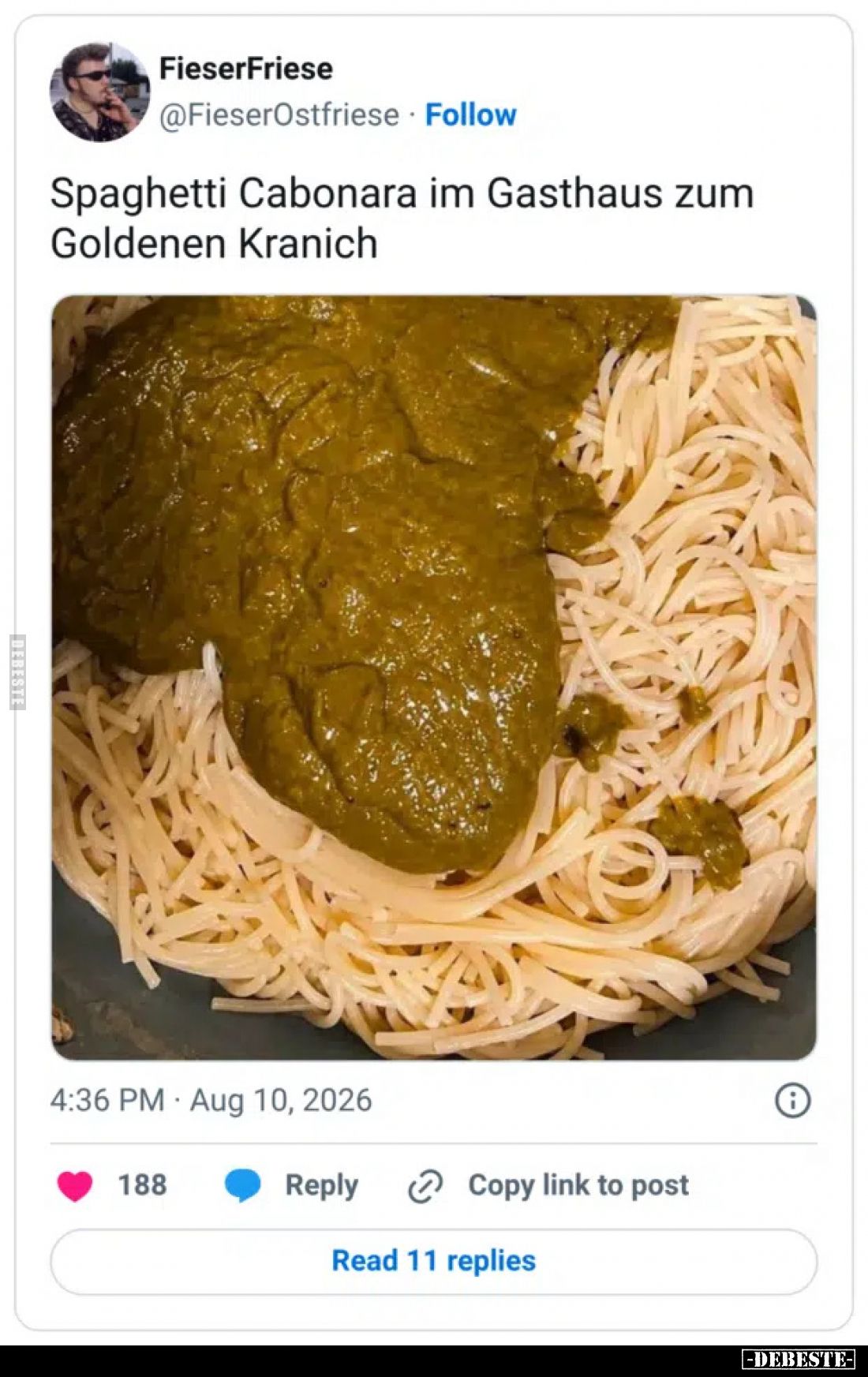 Spaghetti Cabonara im Gasthaus zum Goldenen Kranich