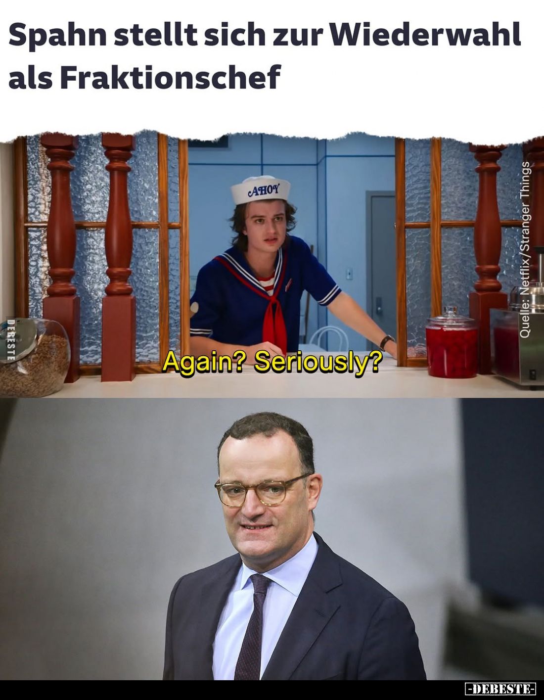 Spahn stellt sich zur Wiederwahl als Fraktionschef.
Again? Seriously?