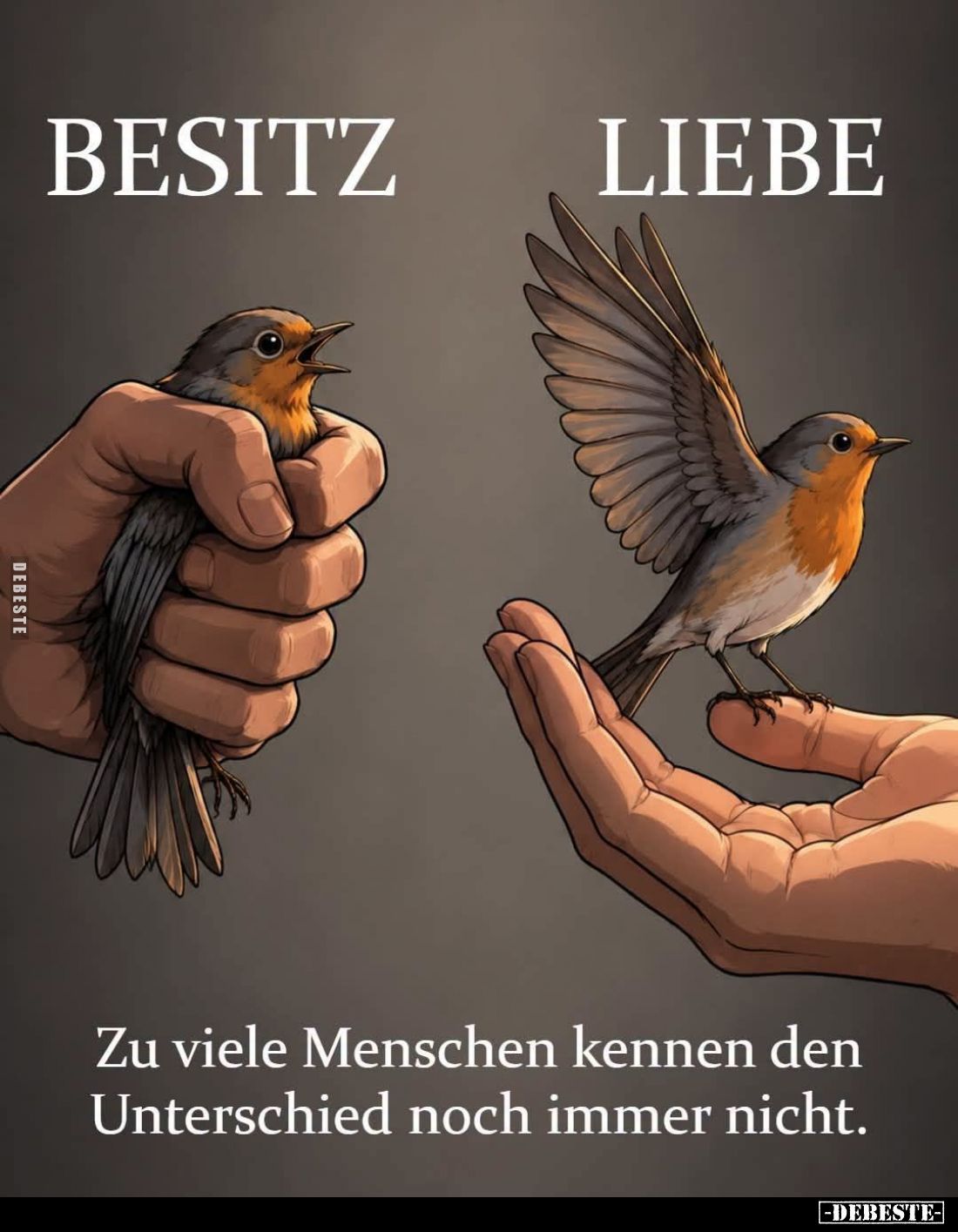Besitz und Liebe:
zu viele Menschen kennen den Unterschied noch immer nicht.