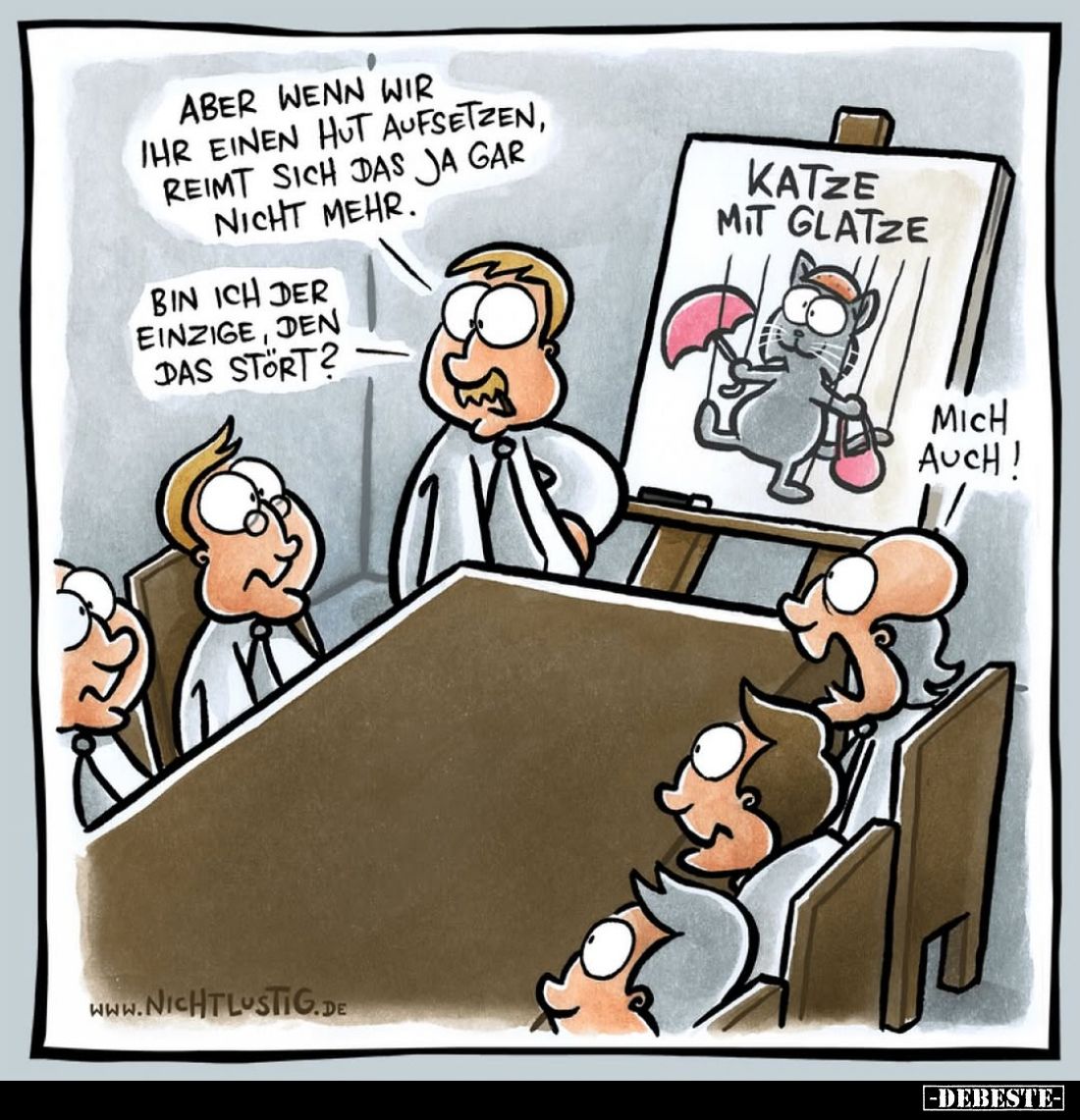 Aber wenn wir ihr einen Hut aufsetzen, reimt sich das ja gar nicht mehr. -
Bin ich der einzige, den das stört?
-
Mich auch...