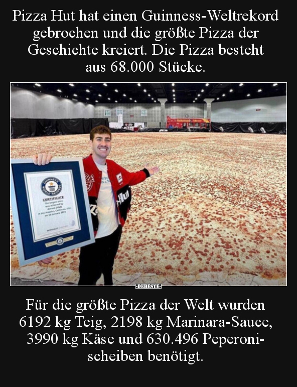 Pizza Hut hat einen Guinness-Weltrekord gebrochen und die.. - Lustige Bilder | DEBESTE.de