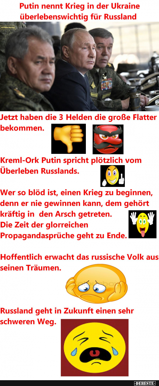 Putin, der unbesiegbare Kriegsheld hat große Angst - Lustige Bilder | DEBESTE.de
