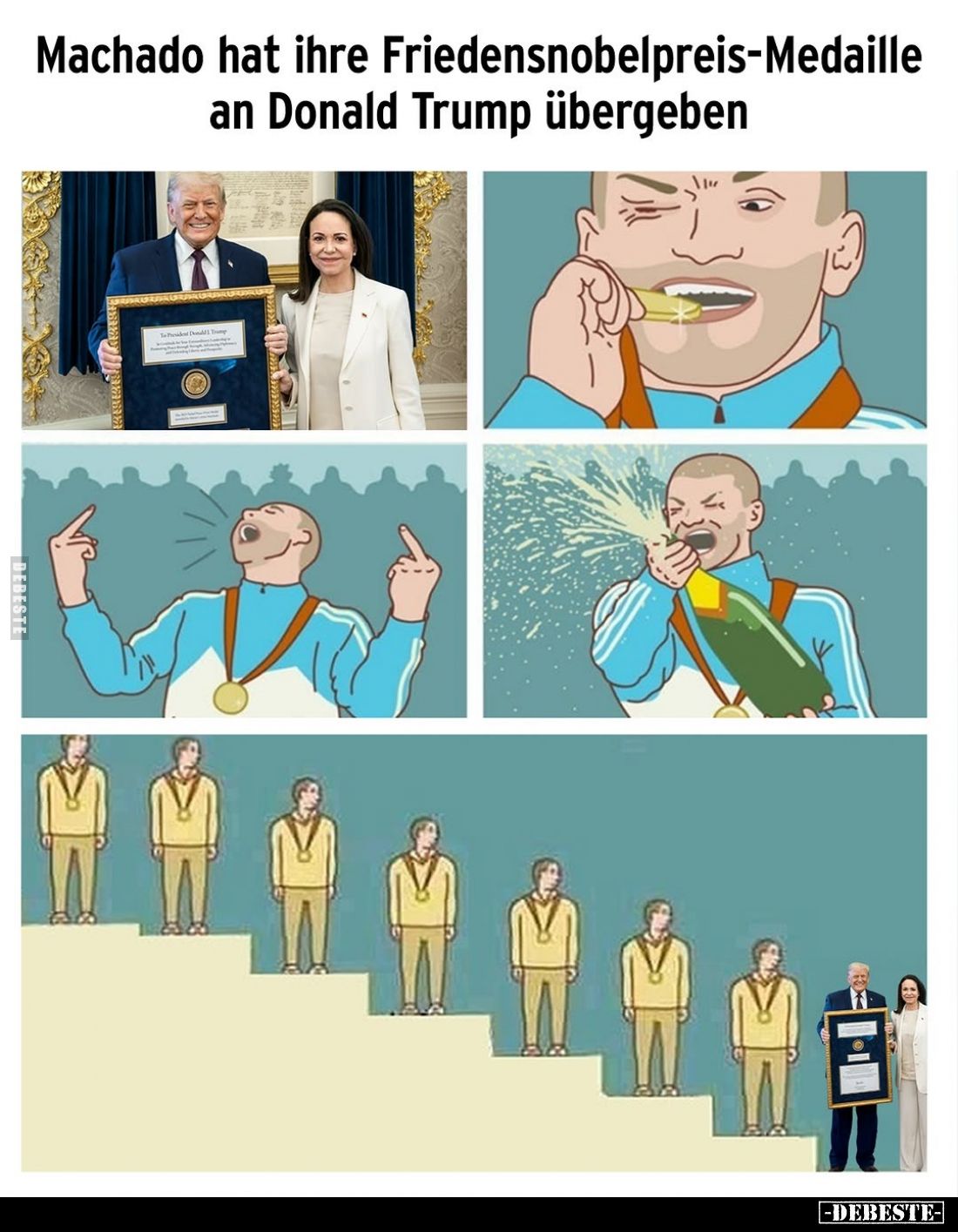 Machado hat ihre Friedensnobelpreis-Medaille an Donald Trump übergeben.