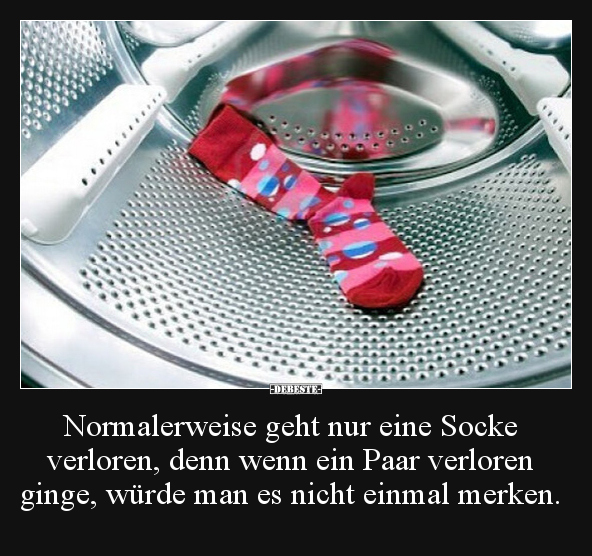 Normalerweise geht nur eine Socke verloren, denn wenn ein.. - Lustige Bilder | DEBESTE.de