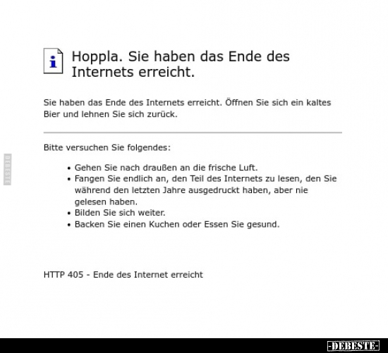 Hoppla. Sie haben das Ende des Internets erreicht... - Lustige Bilder | DEBESTE.de