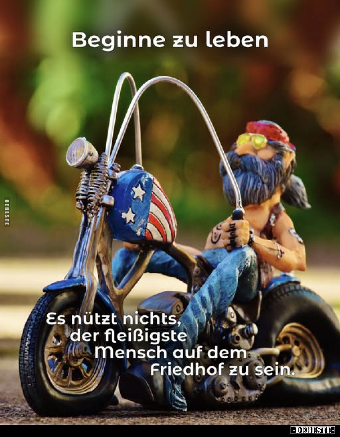 Beginne zu leben.
Es nützt nichts, der fleißigste Mensch auf dem Friedhof zu sein.