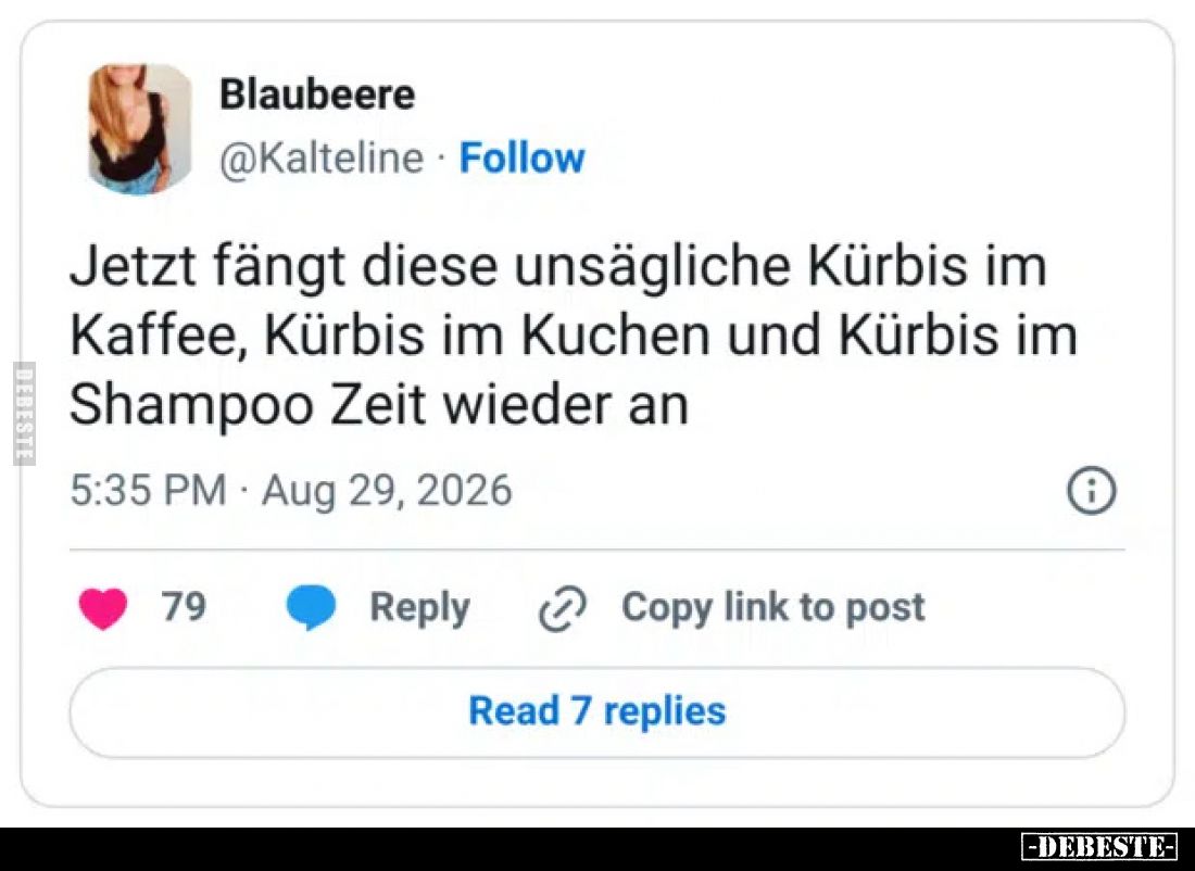 Jetzt fängt diese unsägliche Kürbis im Kaffee, Kürbis im Kuchen und Kürbis im Shampoo Zeit wieder an