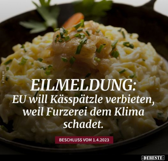 EILMELDUNG: EU will Kässpätzle verbieten, weil Furzerei dem.. - Lustige Bilder | DEBESTE.de
