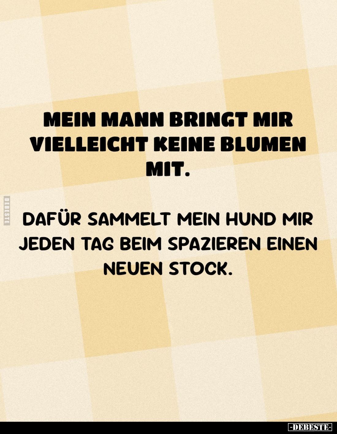 Mein Mann bringt mir vielleicht keine Blumen mit.
Dafür sammelt mein Hund mir jeden Tag beim spazieren einen neuen Stock.