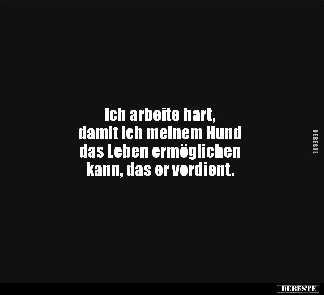 Ich arbeite hart, 
damit ich meinem Hund 
das Leben ermöglichen 
kann, das er verdient.