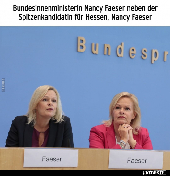Bundesinnenministerin Nancy Faeser neben der.. - Lustige Bilder | DEBESTE.de