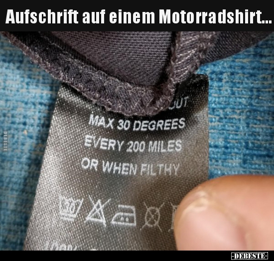 Aufschrift auf einem Motorradshirt... - Lustige Bilder | DEBESTE.de