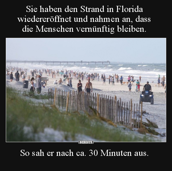 Sie Haben Den Strand In Florida Wiedereroffnet Und Nahmen Lustige Bilder Spruche Witze Echt Lustig