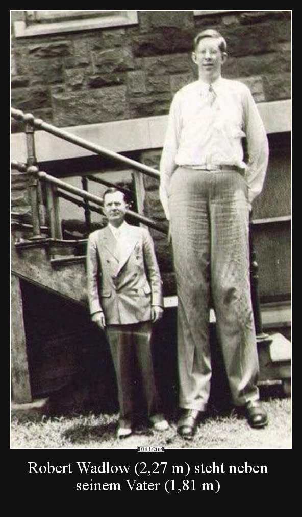 Robert Wadlow (2,27 m) steht neben seinem Vater (1,81 m).. - Lustige Bilder | DEBESTE.de