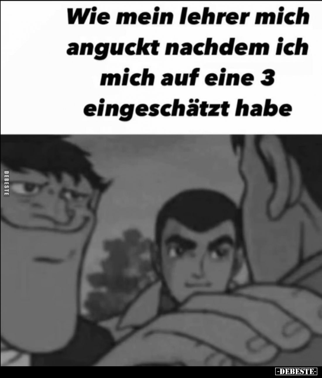 Wie mein lehrer mich anguckt nachdem ich mich auf eine 3 eingeschätzt habe