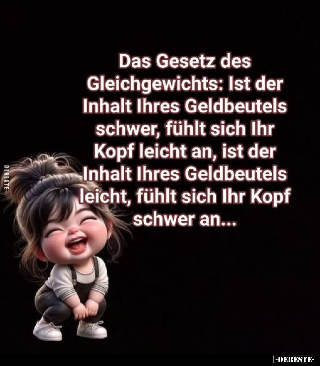 Das Gesetz des Gleichgewichts: Ist der Inhalt Ihres Geldbeutels schwer, fühlt sich Ihr Kopf leicht an, ist der Inhalt Ihres G...