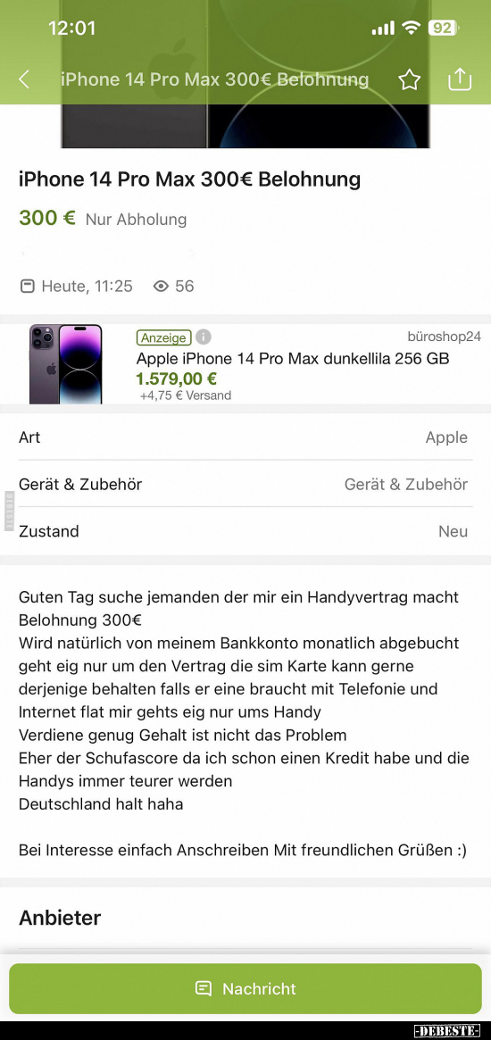 IPhone 14 Pro Max 300€ Belohnung.. - Lustige Bilder | DEBESTE.de
