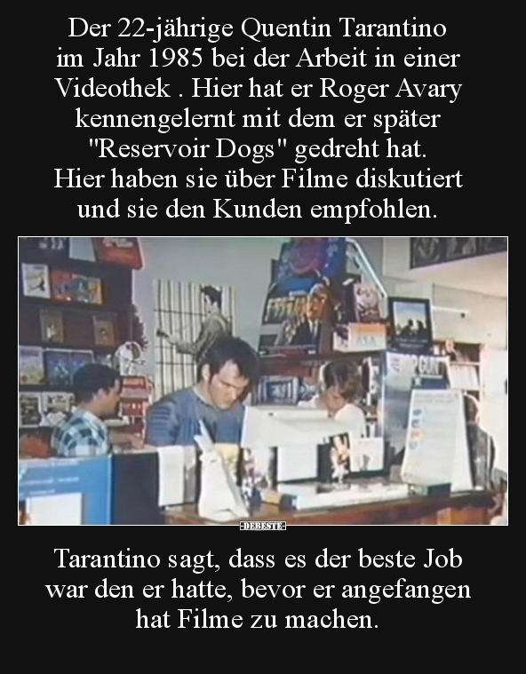 Der 22-jährige Quentin Tarantino im Jahr 1985 bei der..