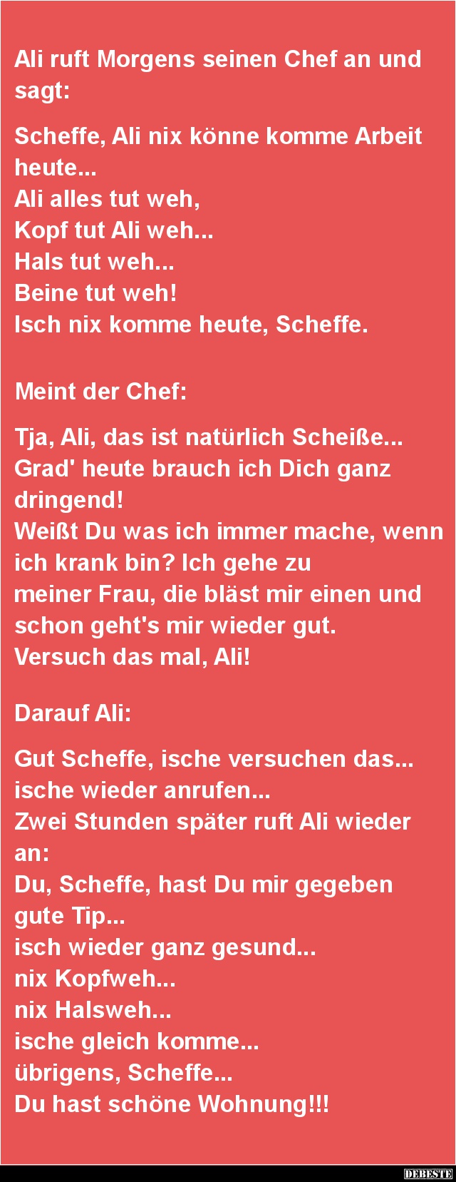 Ali ruft Morgens seinen Chef an und sagt.. - Lustige Bilder | DEBESTE.de