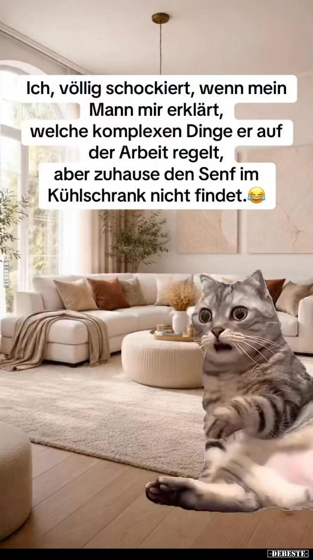 Ich, völlig schockiert, wenn mein Mann mir erklärt, welche komplexen Dinge er auf der Arbeit regelt, aber zuhause den Senf im...