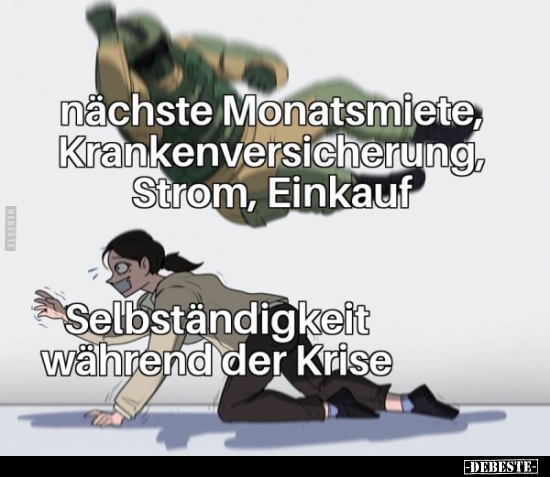 Nächste Monatsmiete, Krankenversicherung, Strom..