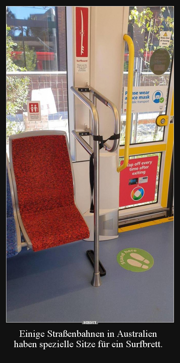 Einige Straßenbahnen in Australien haben spezielle Sitze.. - Lustige Bilder | DEBESTE.de