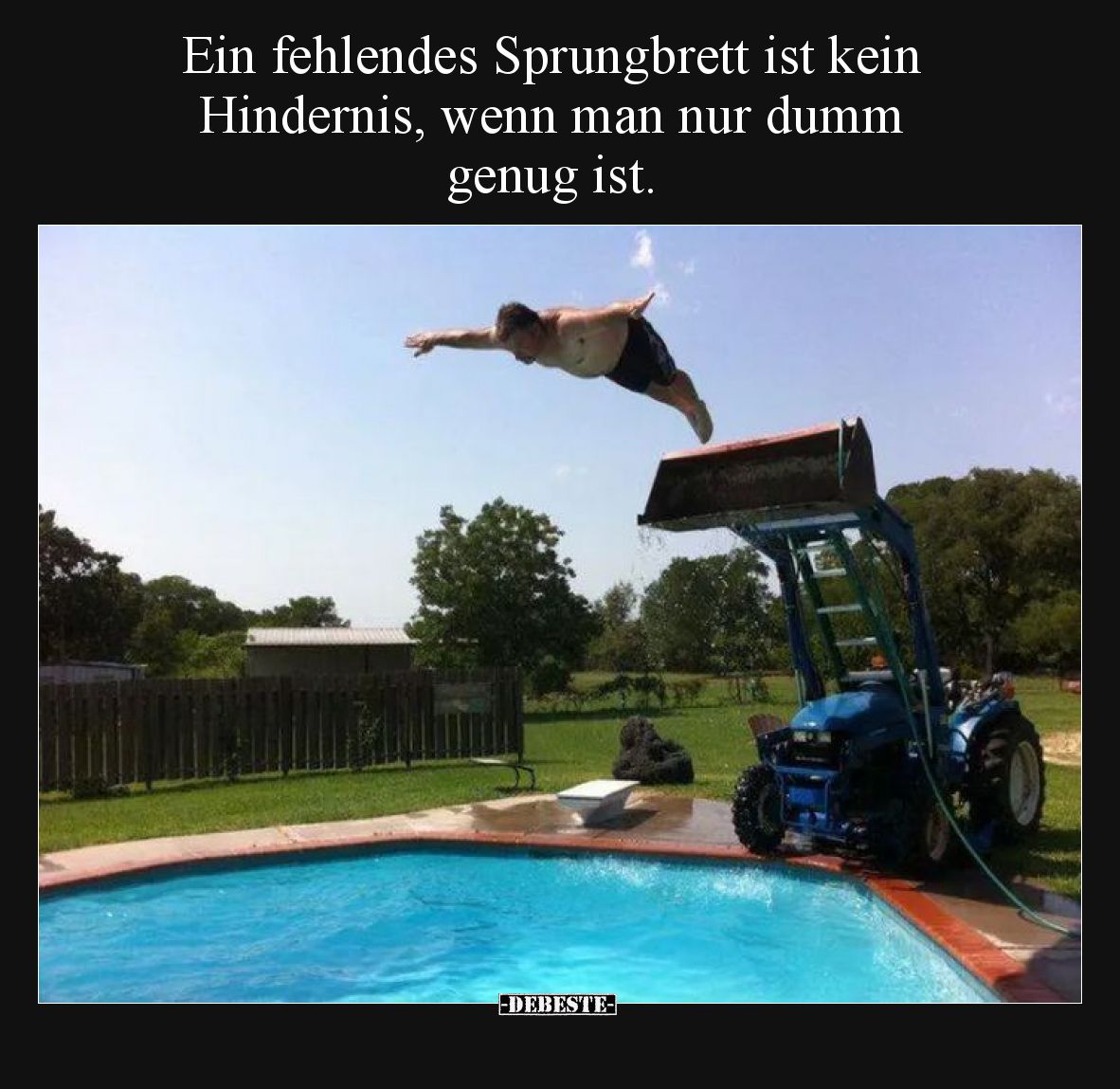 Ein fehlendes Sprungbrett ist kein Hindernis, wenn man nur dumm genug ist.