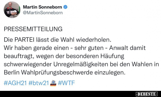 Die PARTEI lässt die Wahl wiederholen...