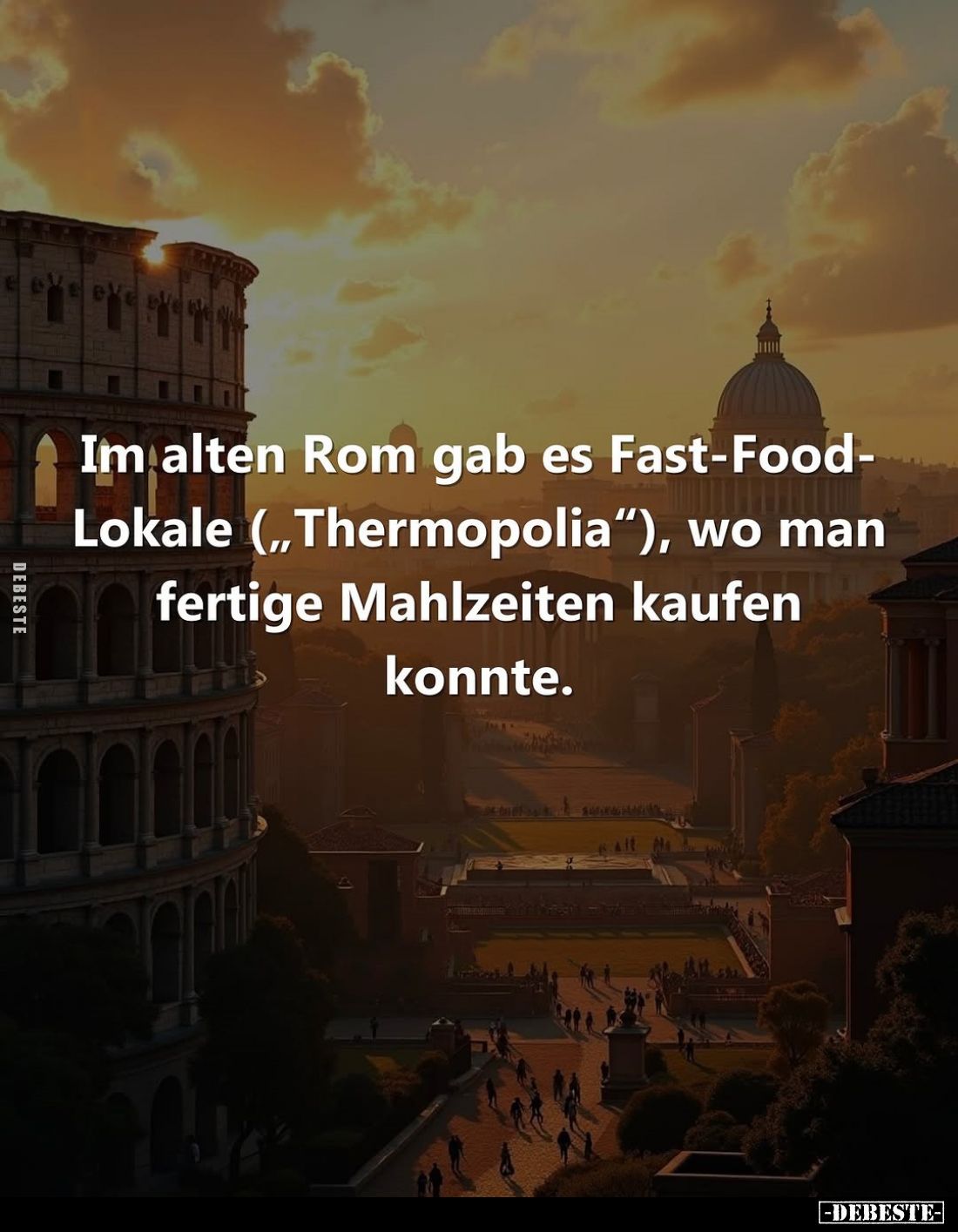 Im alten Rom gab es Fast-Food-Lokale ("Thermopolia"), wo man fertige Mahlzeiten kaufen konnte.