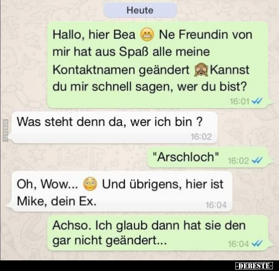 Heute Hallo, hier Bea..