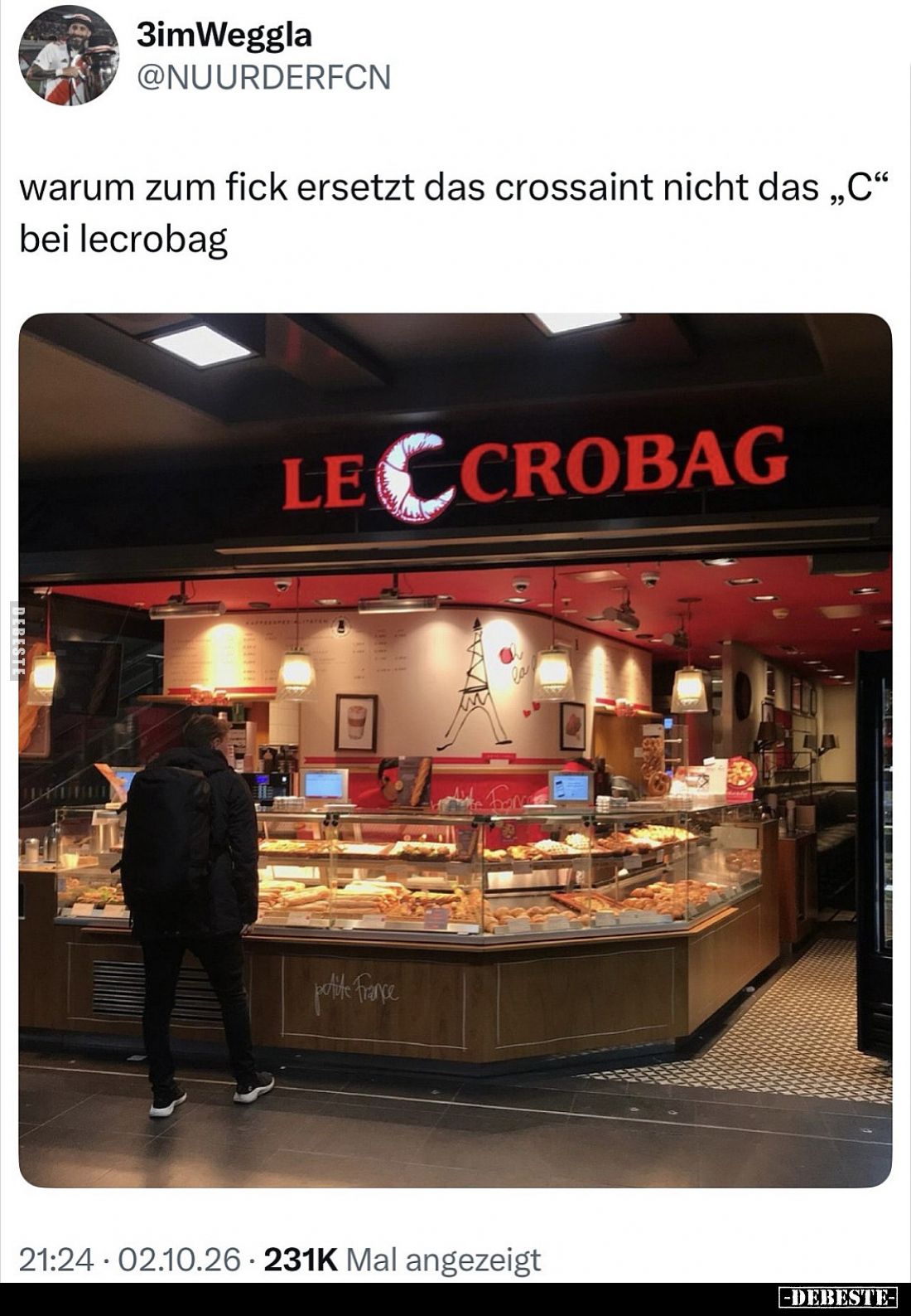 Warum zum Fi*ck ersetzt das Croissant nicht das "C" bei Lecrobag