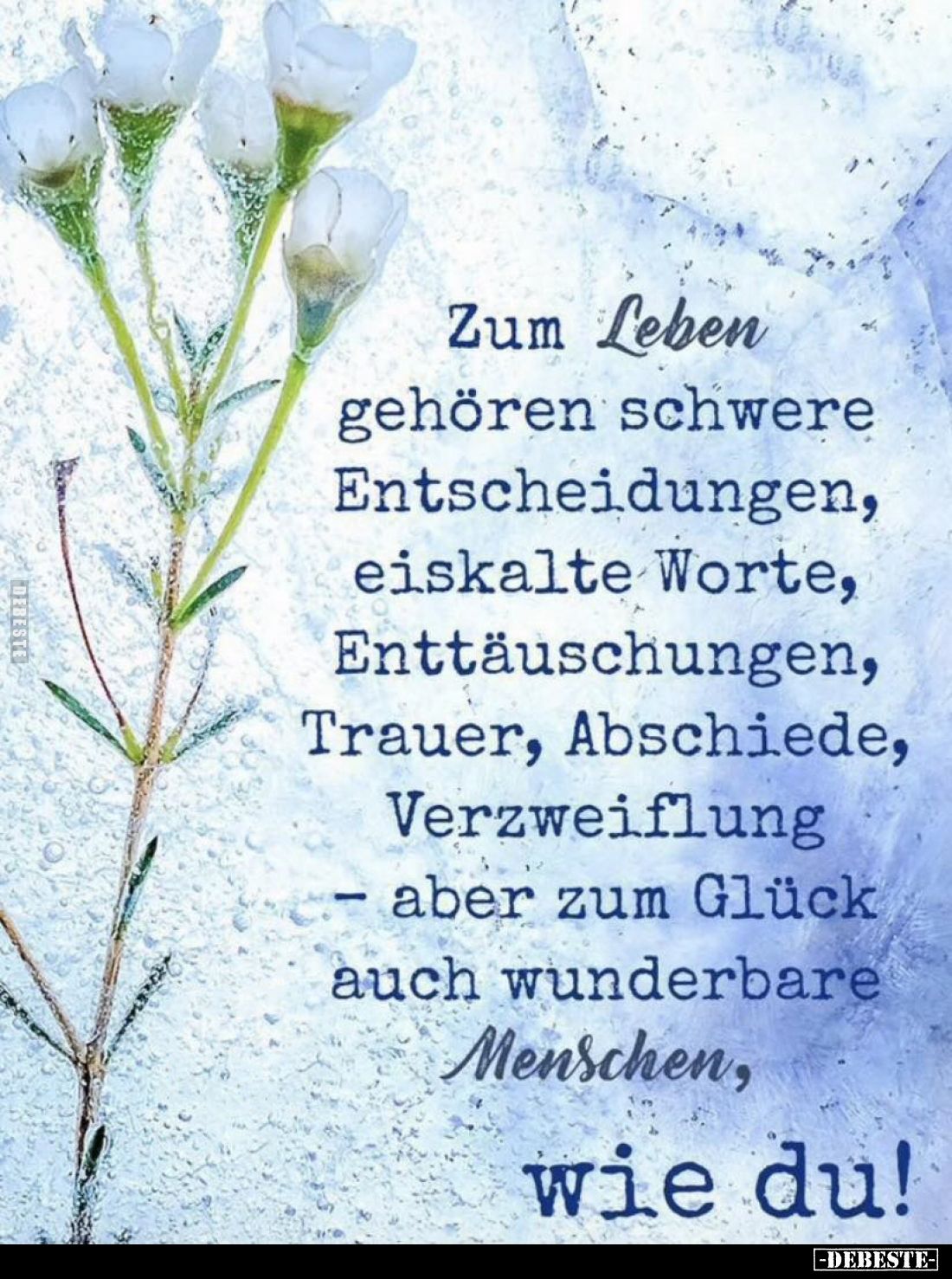 Zum Leben gehören schwere Entscheidungen, eiskalte Worte, Enttäuschungen, Trauer, Abschiede, Verzweiflung - aber zum Glück au...