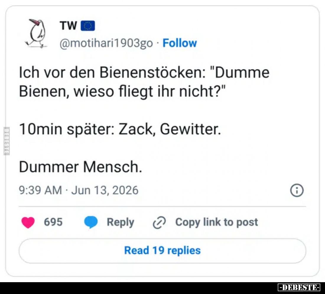 Ich vor den Bienenstöcken: "Dumme Bienen, wieso fliegt ihr.." - Lustige Bilder | DEBESTE.de