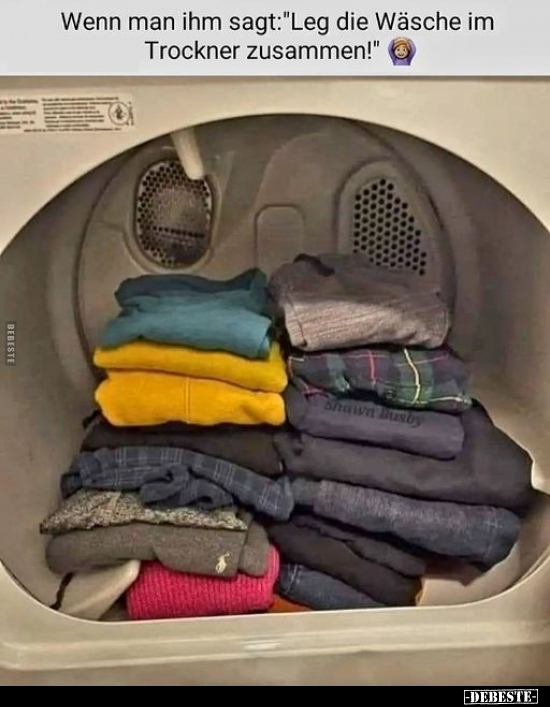 Wenn man ihm sagt:"Leg die Wäsche im Trockner zusammen!.." - Lustige Bilder | DEBESTE.de