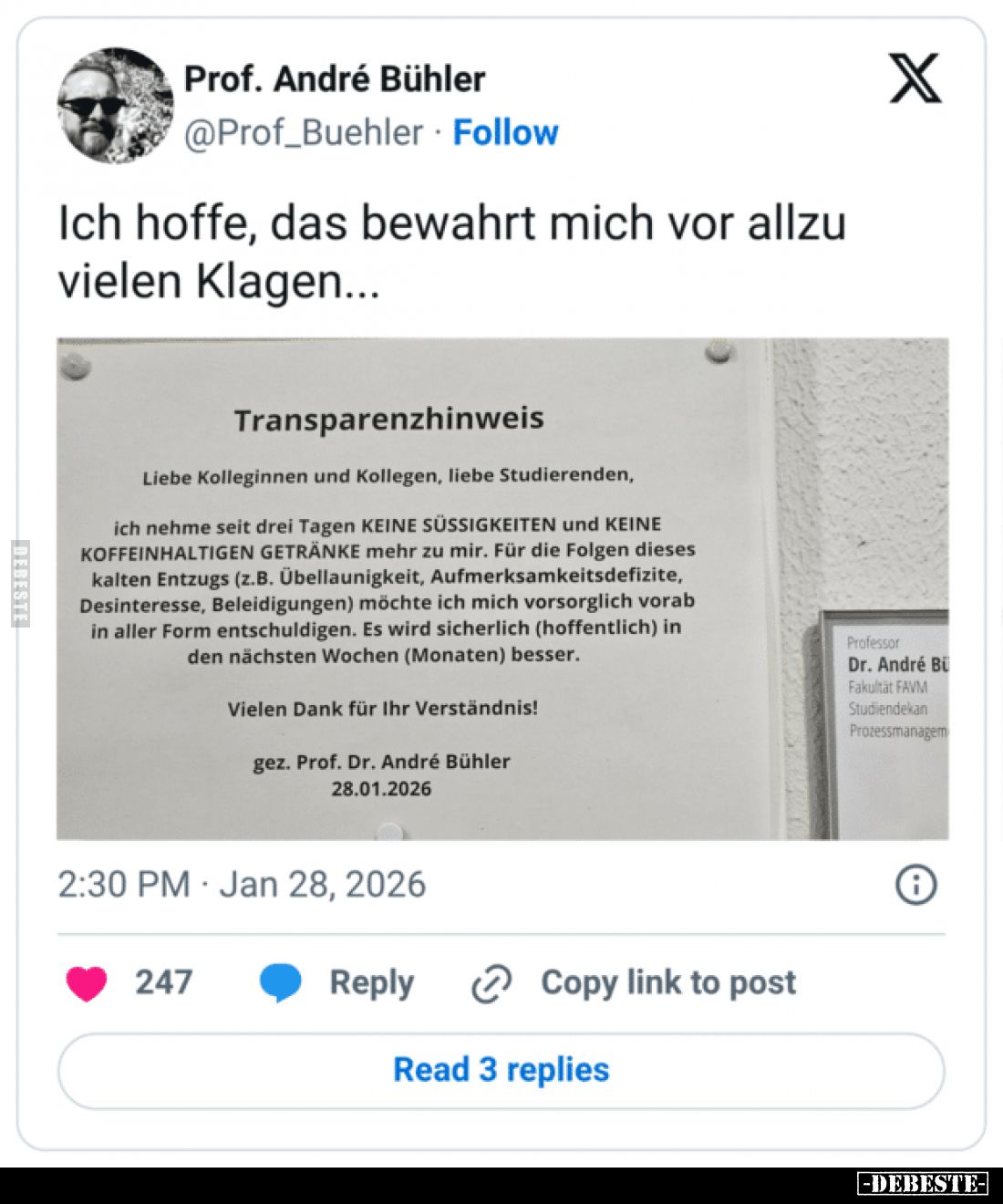 Ich hoffe, das bewahrt mich vor allzu vielen Klagen...
Transparenzhinweis
Liebe Kolleginnen und Kollegen, liebe Studierende...