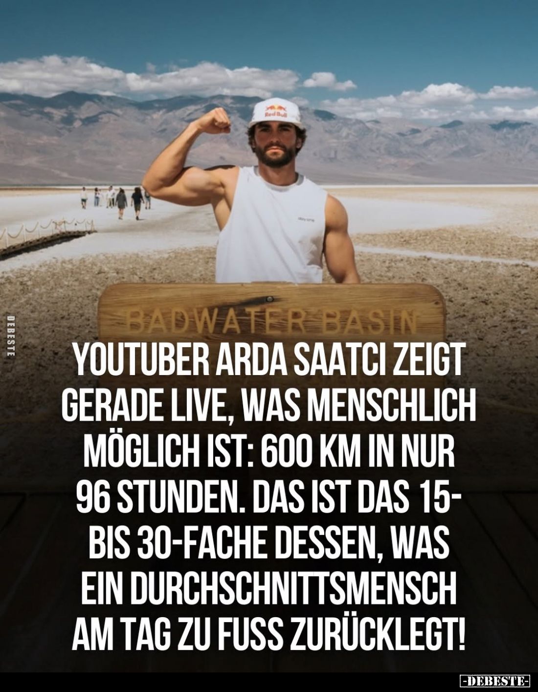 Youtuber Arda Saatci zeigt gerade live, was menschlich möglich ist: 600 km in nur 96 Stunden.
Das ist das 15- bis 30-Fache d...